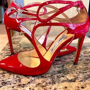 Red Jimmy Choo Patent Leather Pumps